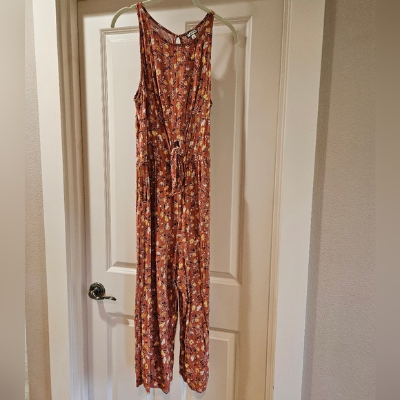 Eyeshadow Maxi Jumpsuit Sleeveless ScoopNeck Open Tie Waist Pockets Floral M EUC - Picture 1 of 13